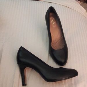 Black leather Clarks